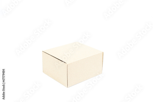 Brown paper box on white background.