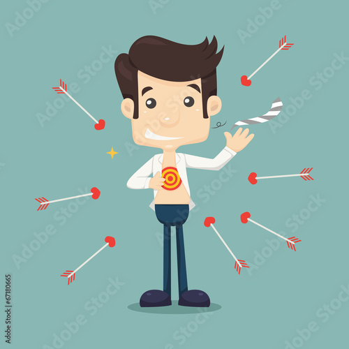Businessman tearing his shirt to show target symbol