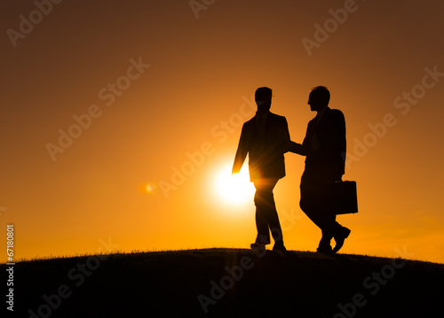 Business People Meeting in Back Lit