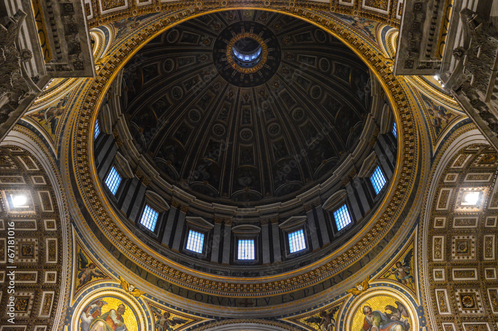Indoor view of beautiful Basilica di San Pietro in Rome - Italy