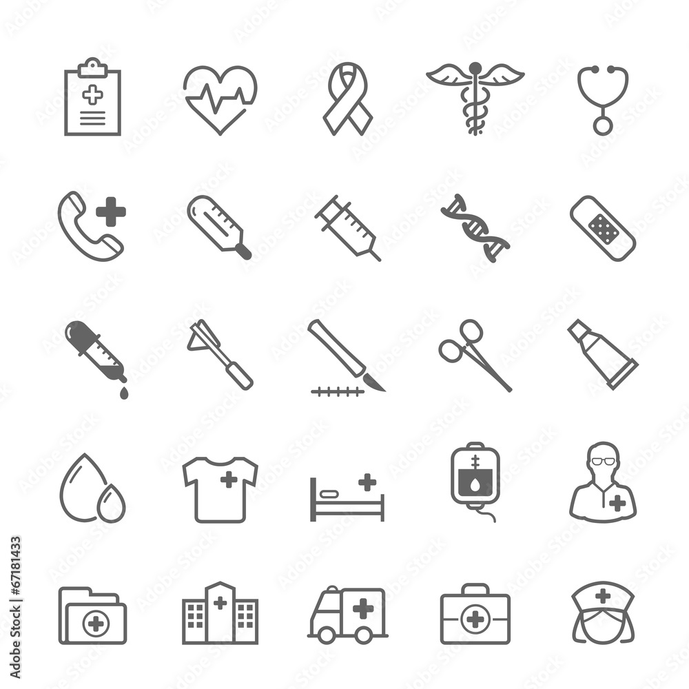 Set of Outline stroke Medical icon set 1 Set of Outline stroke Medical icon set 1