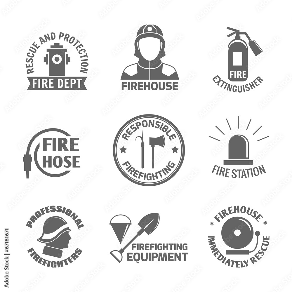 Obraz premium Firefighting label set