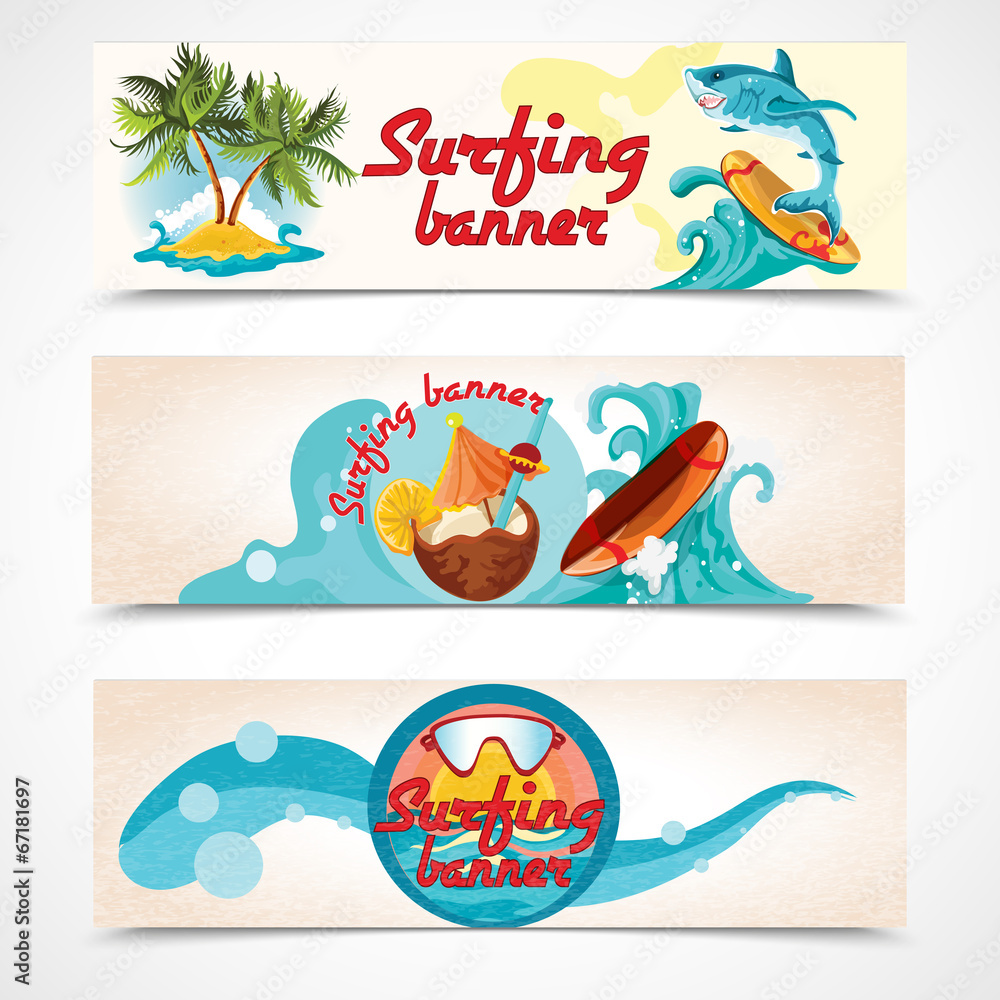 Fototapeta premium Surfing banners set
