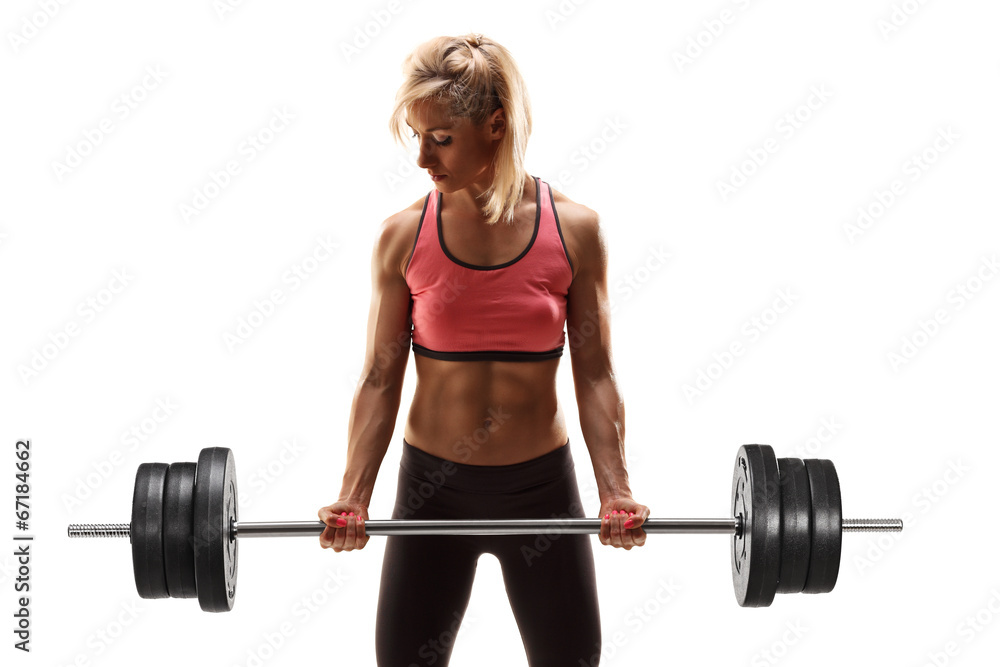Strong woman lifting a heavy weight Strong woman lifting a heavy weight