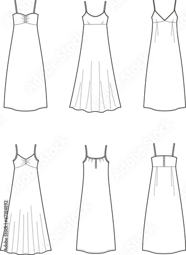 Vector illustration of women's dresses