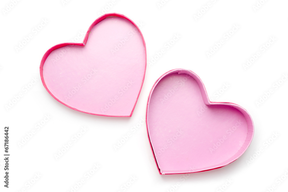 Opened pink heart shape box