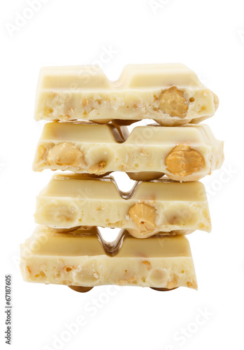 stack of white chocolate isolated on white background