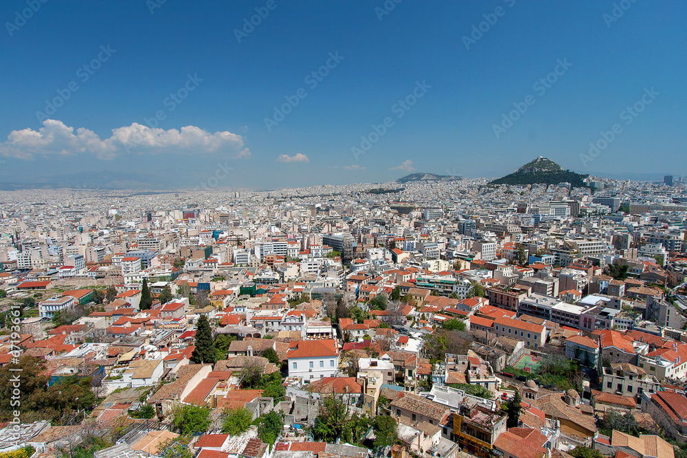 Athens and Lykavitos Hill from Acropolis, Athens, Greece