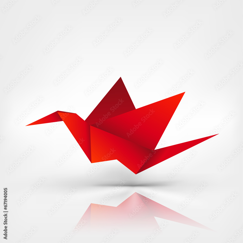 Origami paper bird on abstract background Origami paper bird on abstract background