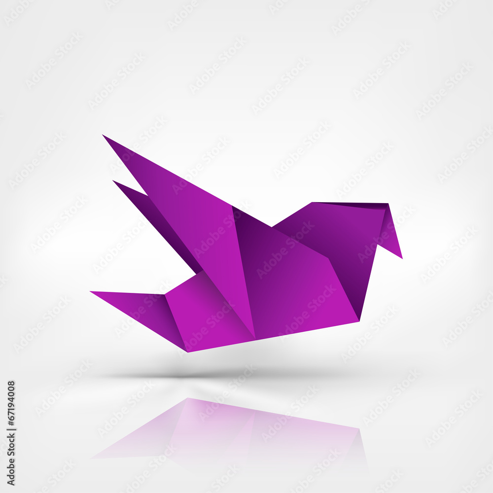 Origami paper bird on abstract background Origami paper bird on abstract background