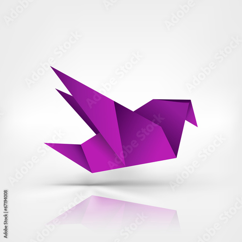 Fototapeta Naklejka Na Ścianę i Meble -  Origami paper bird on abstract background