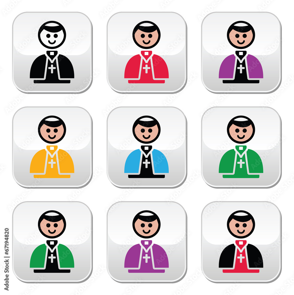 Catholic church pope vector buttons set Catholic church pope vector buttons set
