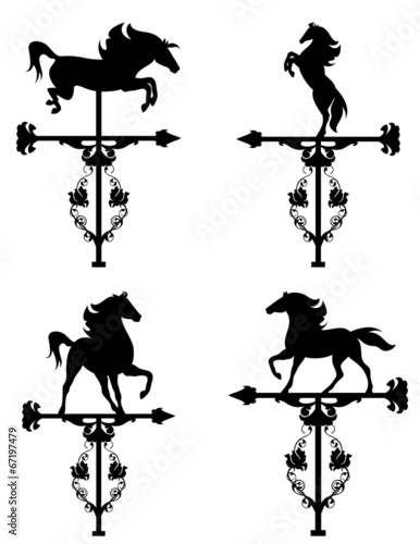 set of weathercock horses silhouettes