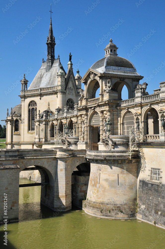 Picardie, the picturesque castle of Chantilly in Oise