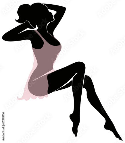 Black silhouette of a slender girl