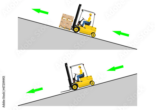 The dangers of driving a forklift truck. Vector