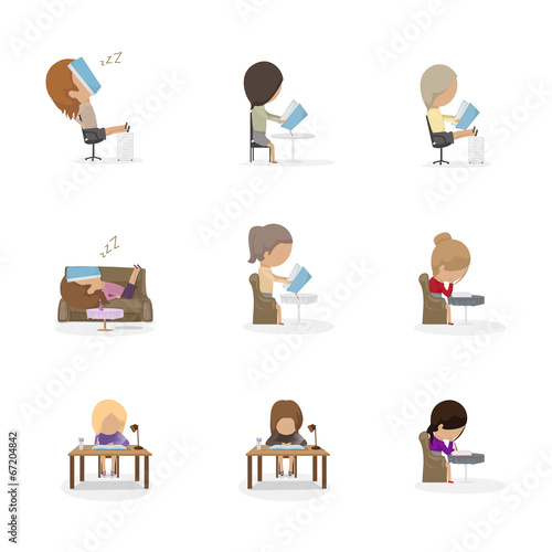 People Reading A Book And Learning - Isolated On White