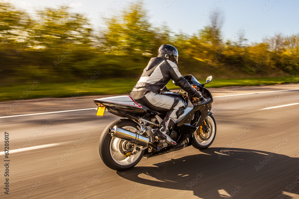 Motorcyclist on highway