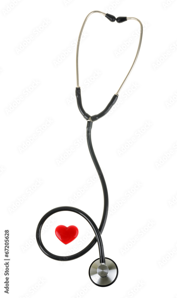 Red heart and a stethoscope, isolated on white background Red heart and a stethoscope, isolated on white background