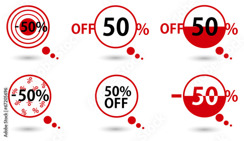 sale labels set, 50 percent off
