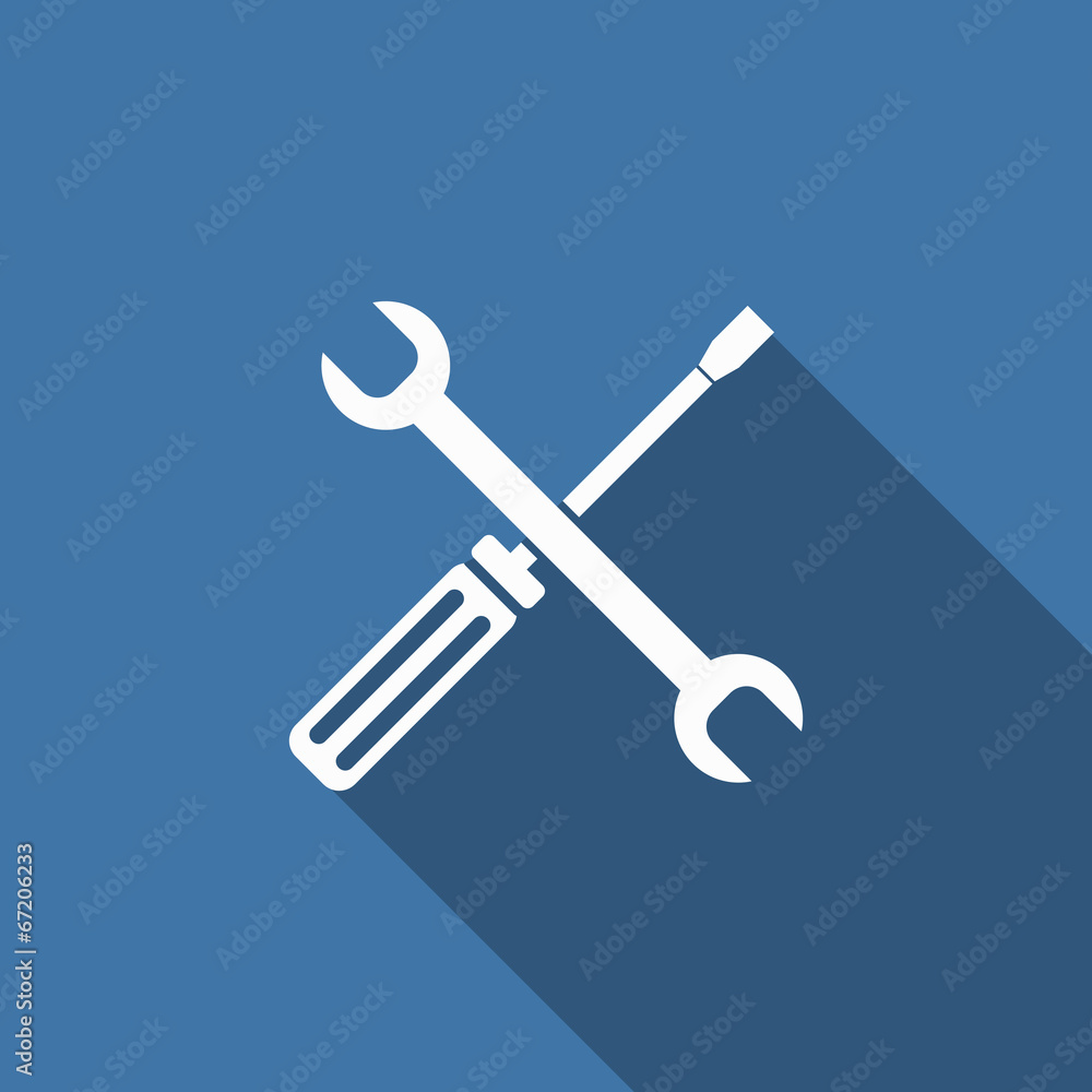 spanner & screwdriver icon with long shadow
