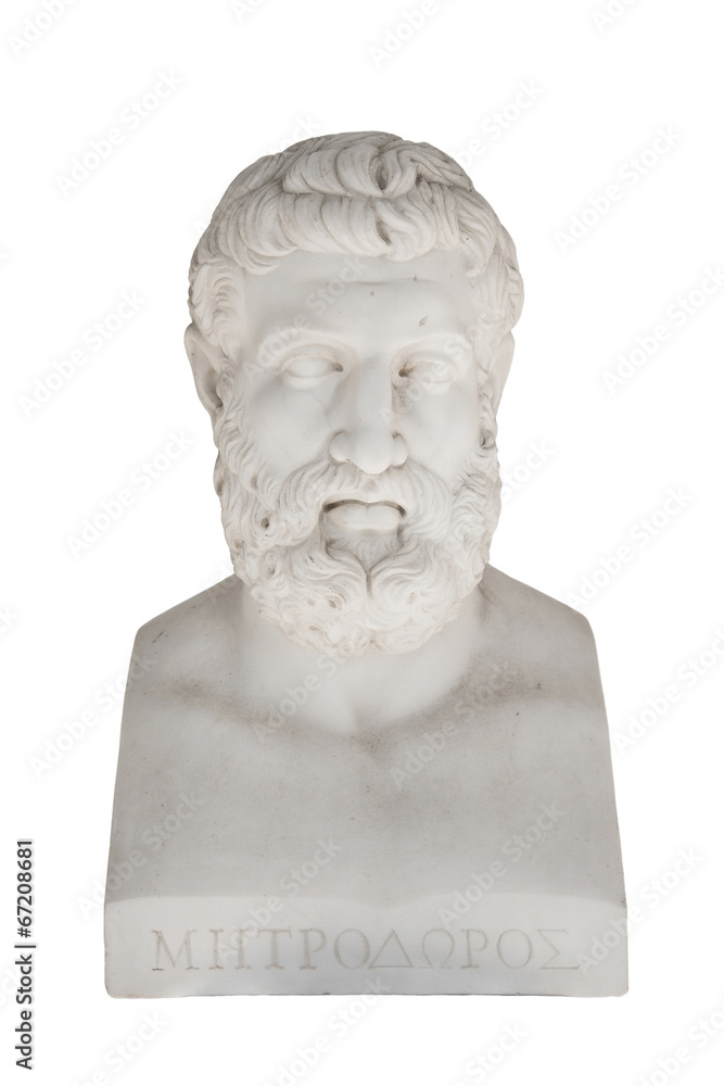 Isolated bust of Metrodorus of Lamsacus - greek philosopher