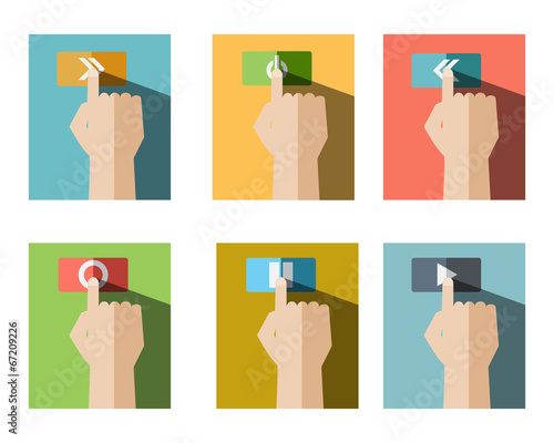 Tableau sur toile Set of Finger Touch Button Icon