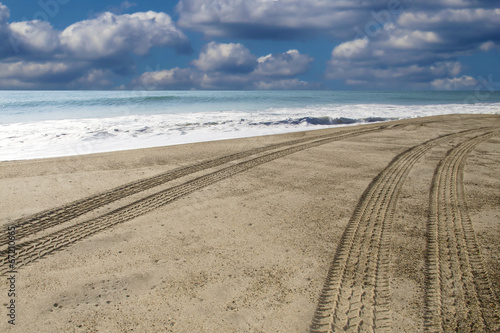 Driving down the beach