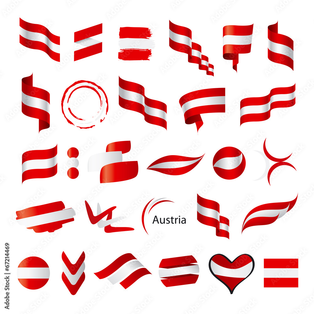 biggest collection of vector flag of Austria - obrazy, fototapety, plakaty 