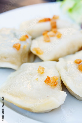 delicious dumplings boiled in white plate