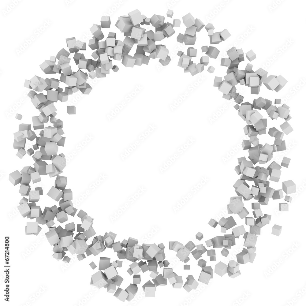 Abstract background: circle of white boxes Abstract background: circle of white boxes