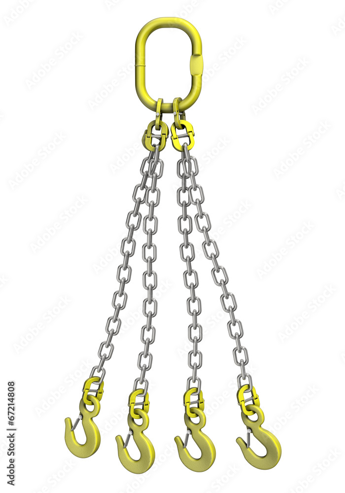Cargo strapping: metal chain with crane hook Stock Illustration