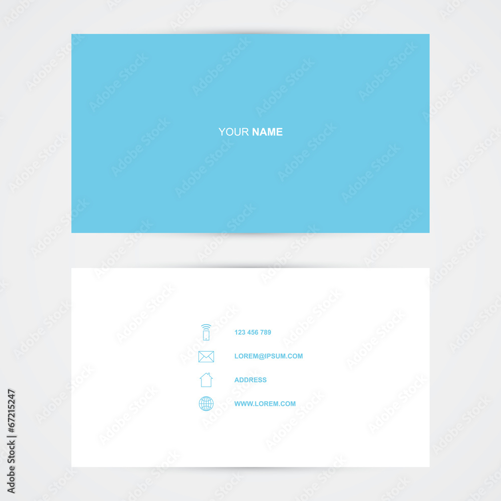 Business card template, blue simple design Business card template, blue simple design
