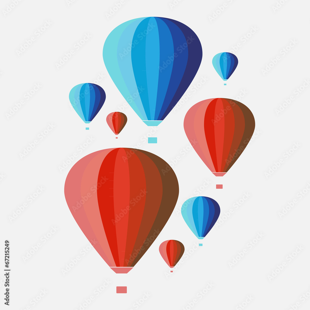 Hot air balloon, retro design, vector illustration