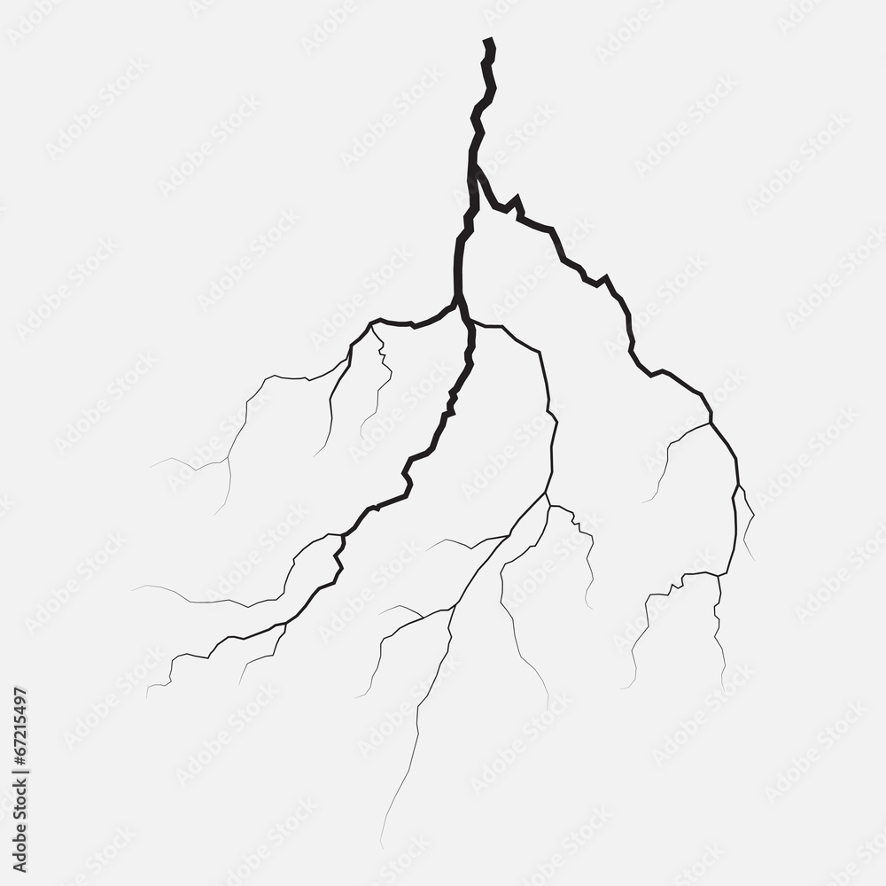 Thunder lighting isolated, silhouette, vector illustration Stock Vector