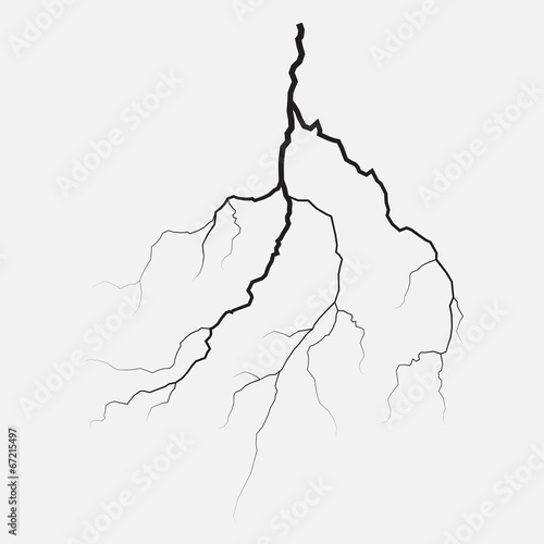 Thunder lighting isolated, silhouette, vector illustration
