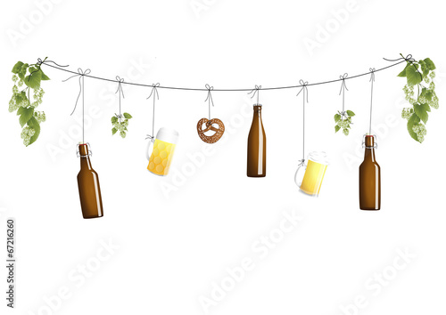 Bierflaschen an der Leine