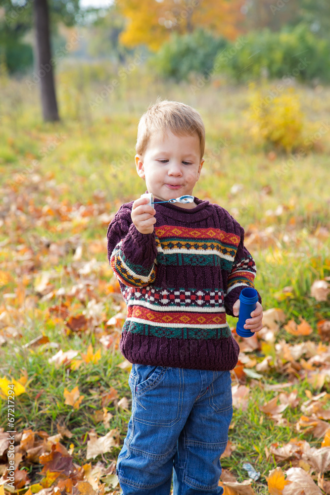 Little boy with soap bubbles Little boy with soap bubbles