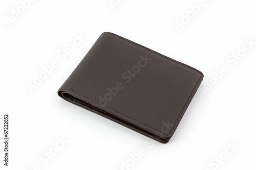 Brown leather wallet .