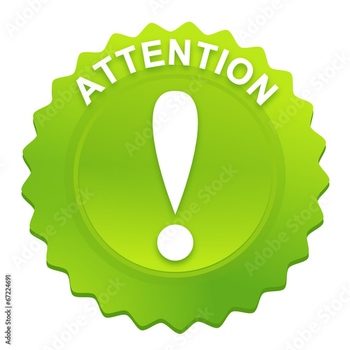 attention sur bouton web denté vert