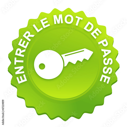entrer le mot de passe sur bouton web denté vert