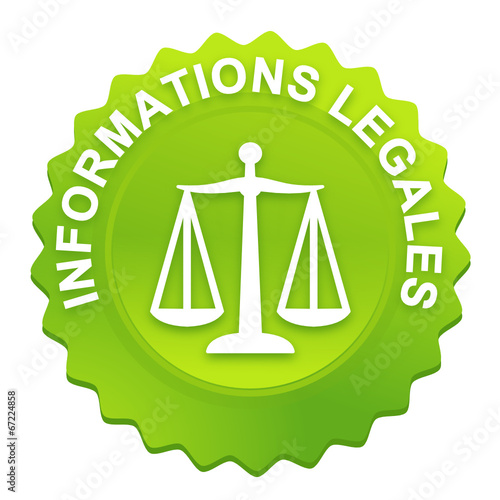 informations légales sur bouton web denté vert