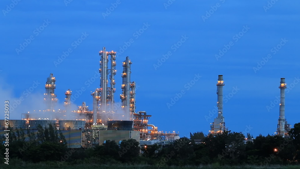 Time lapse of Industrial factory on evening with blue sky Time lapse of Industrial factory on evening with blue sky