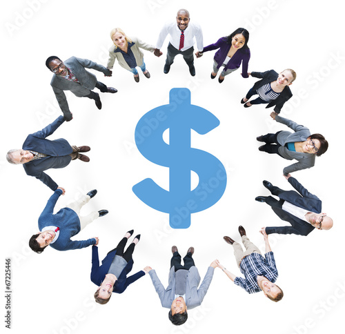 Business People Holding Hands and Dollar Sign