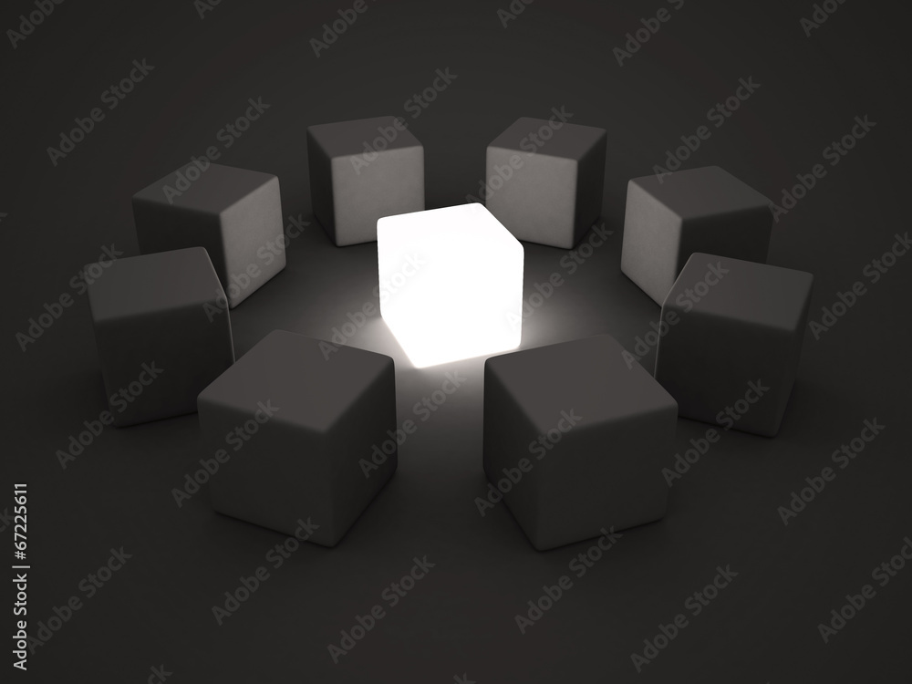 light individual leader block in center of group team light individual leader block in center of group team