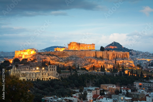 Obraz na płótnie Acropolis as seen from Filopappou Hill, Athens. w salonie