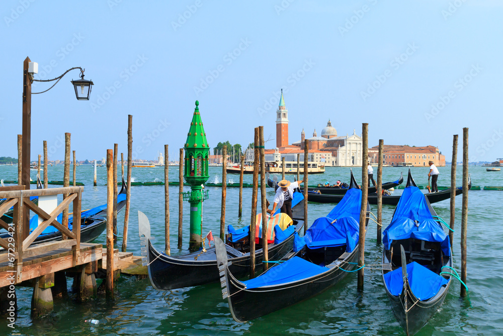 Grande canal and gondolas  in Venice.