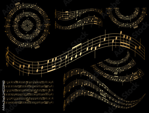 gold musical design elements - vector set