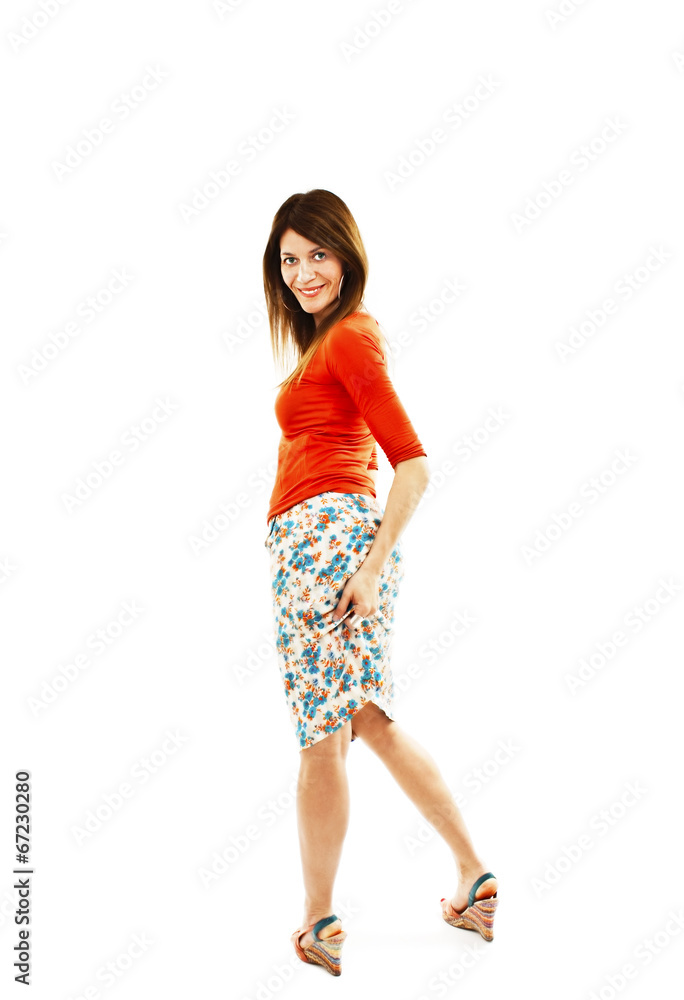 Sexy woman fashion model pulling her skirt up Sexy woman fashion model pulling her skirt up