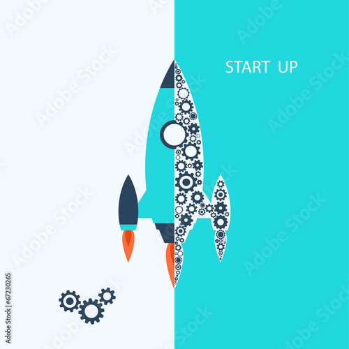 Flat design: rocket. Vector start up concept.